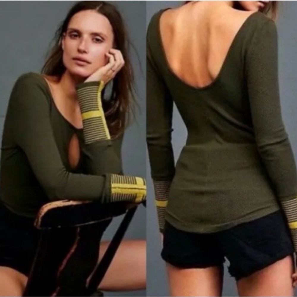 Free People We The‎ Free Mod Stripe Cuff Thermal Top XS